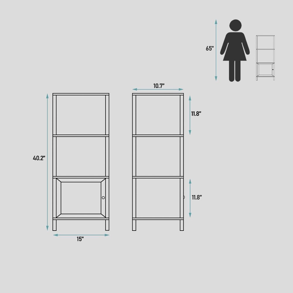 5 Tier Bookcase and Bookshelf, White, view 2