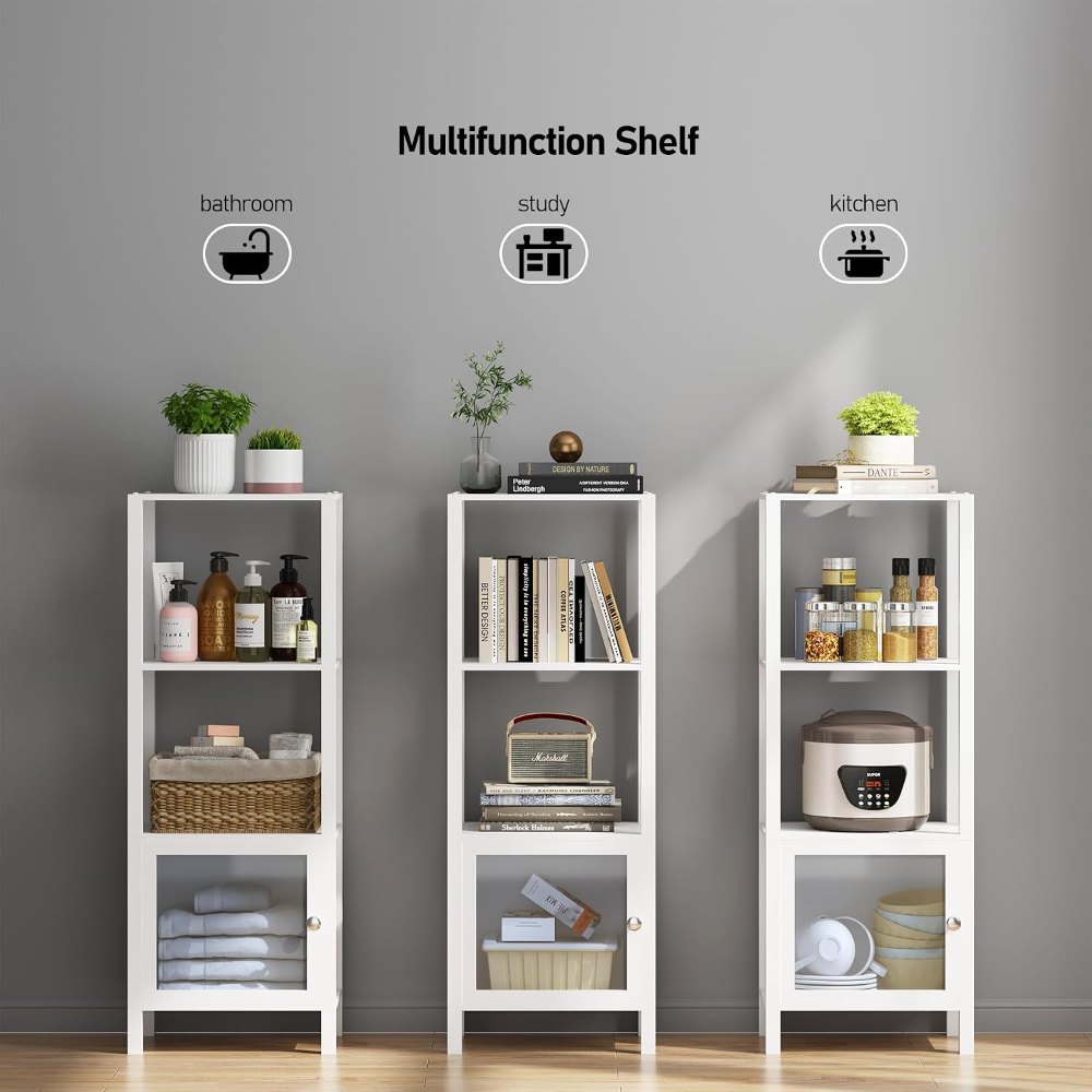 5 Tier Bookcase and Bookshelf, White, view 5