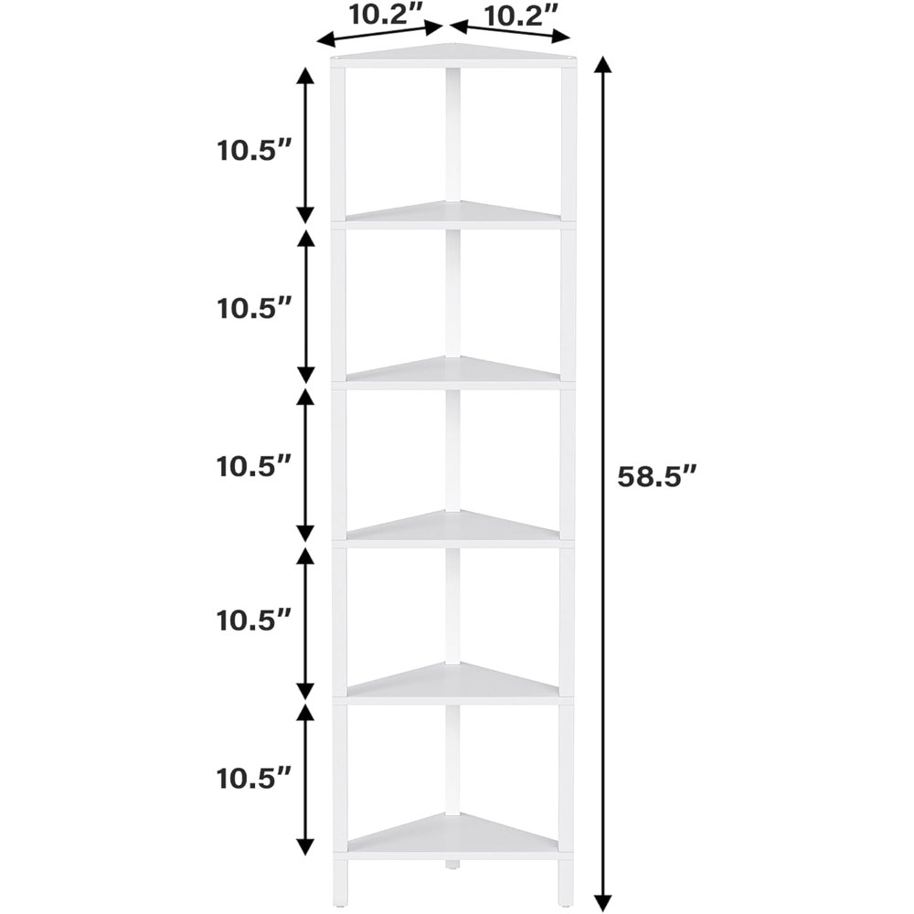 6-Tier Corner Bookshelf, White, view 2