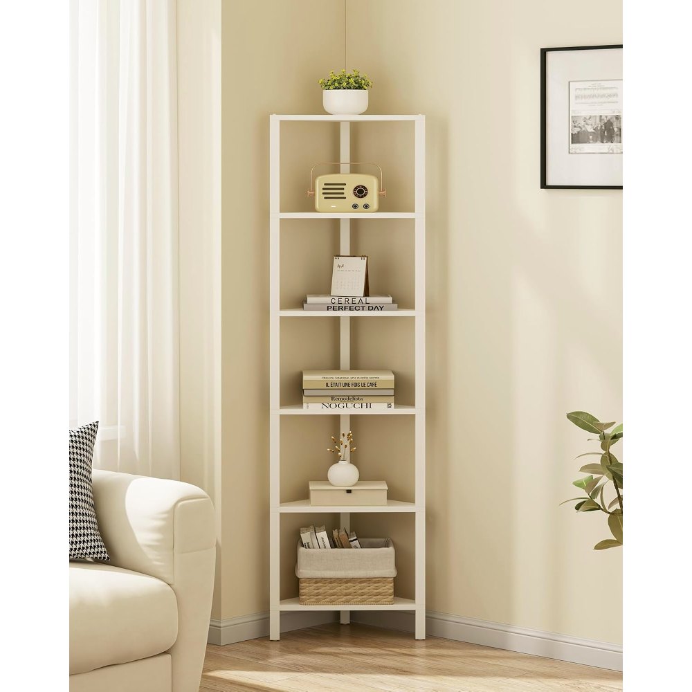 6-Tier Corner Bookshelf, White, view 5
