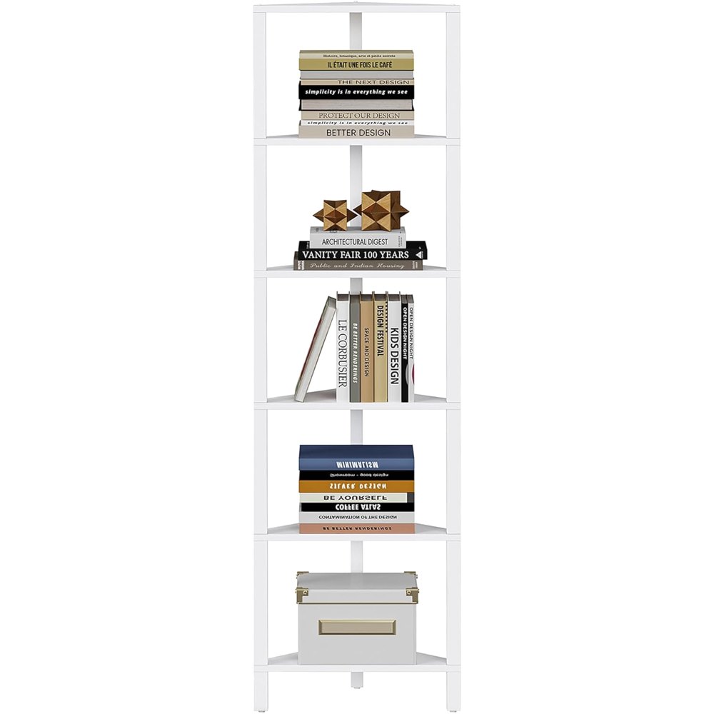 6-Tier Corner Bookshelf, White, detail 8