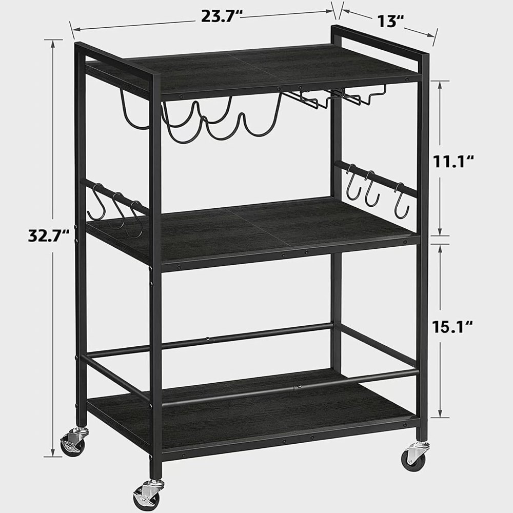 Bar Cart, Black, 23.7" wide, view 6