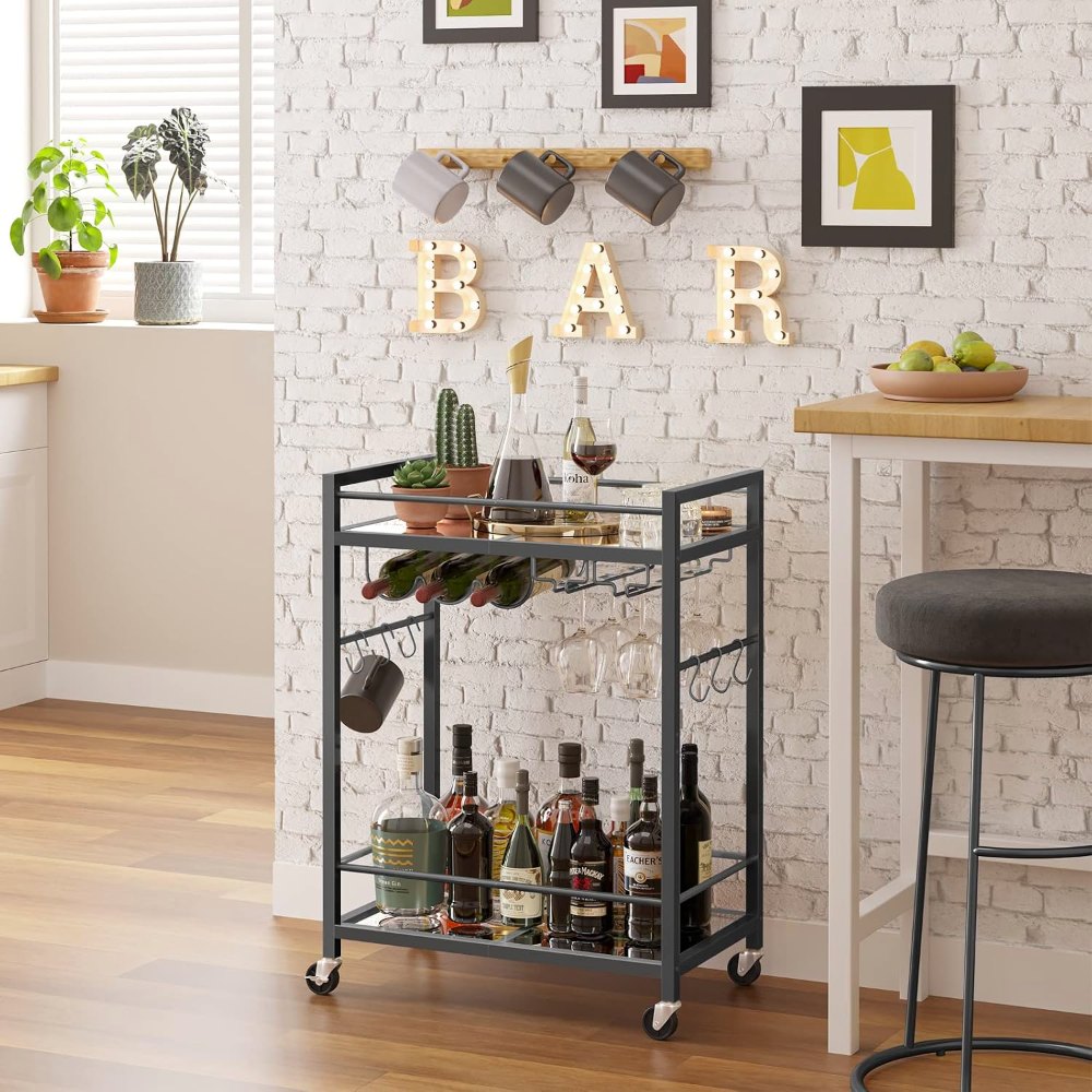 Bar Cart, Black, 23" wide, view 2