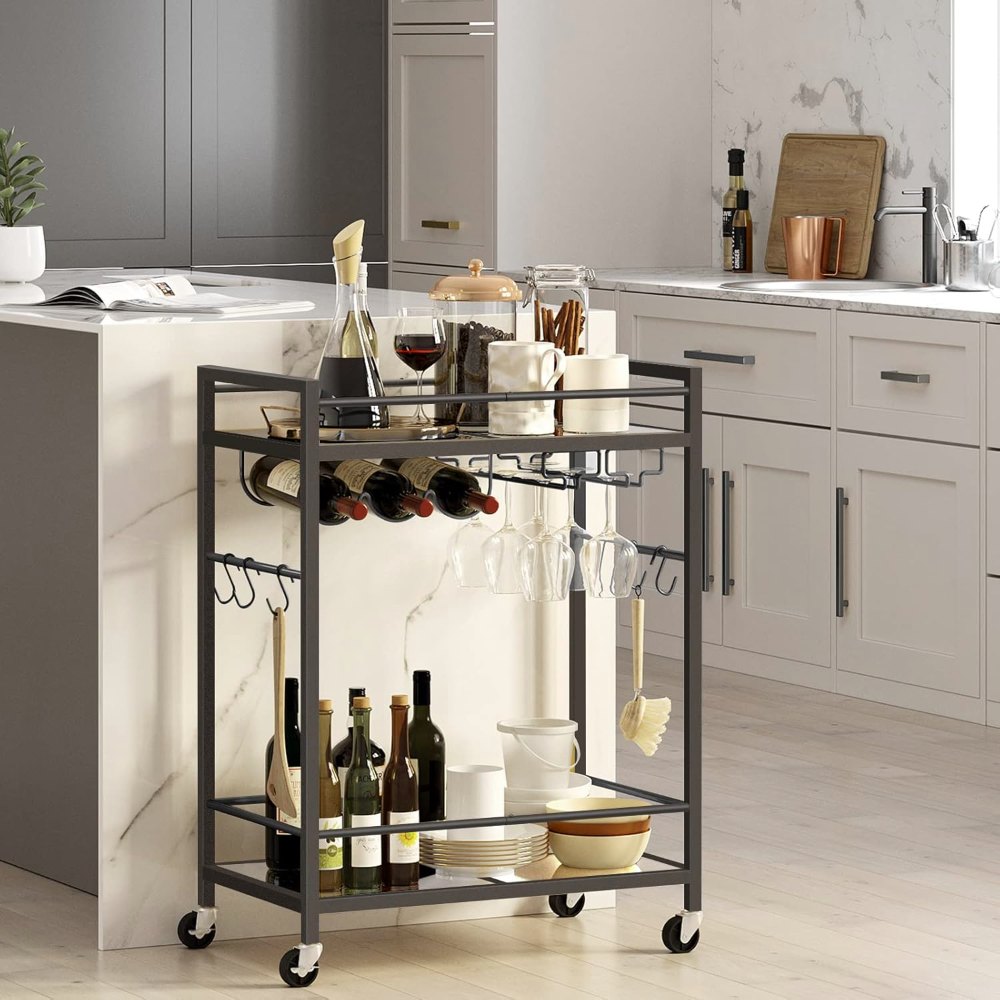 Bar Cart, Black, 23" wide, view 3