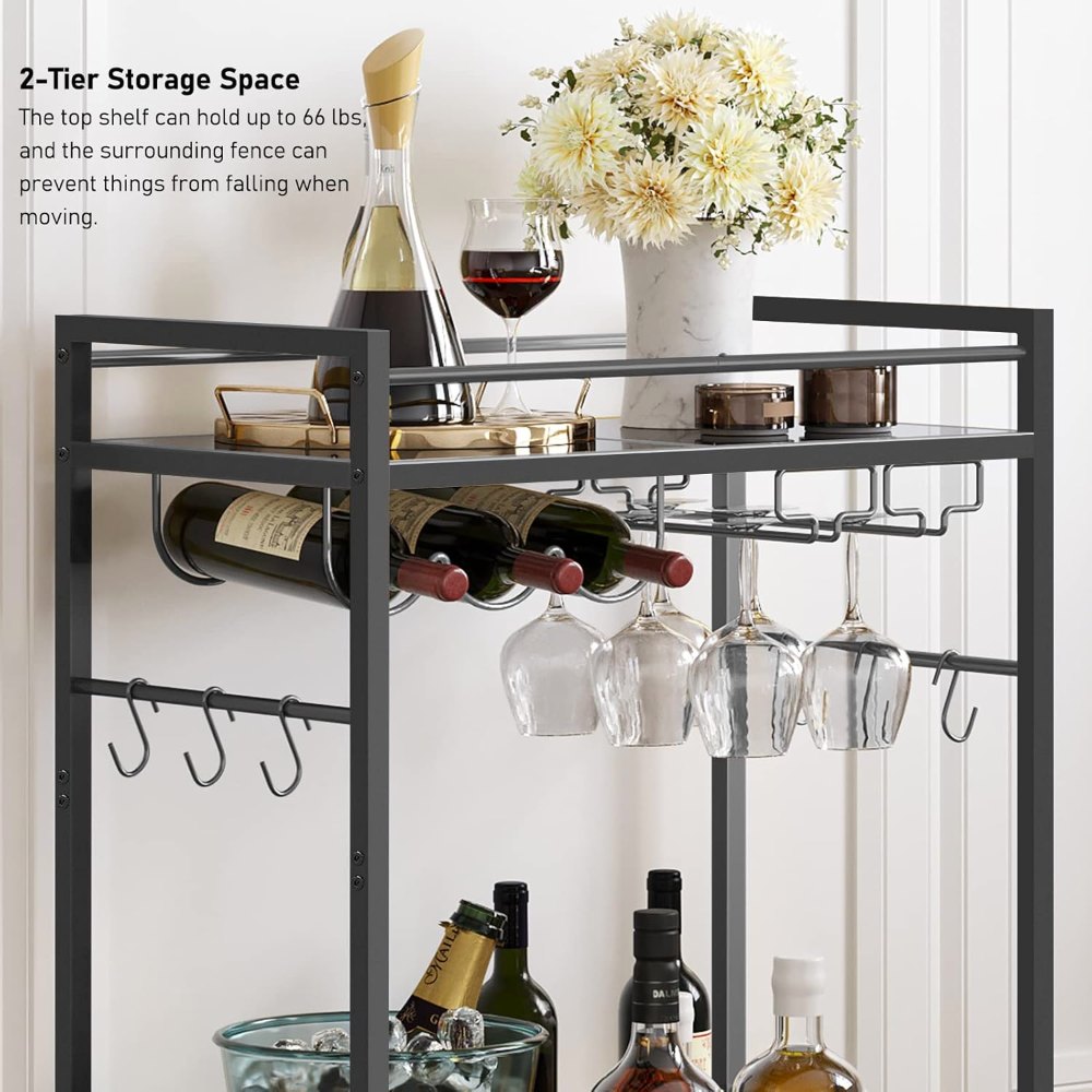 Bar Cart, Black, 23" wide, view 4