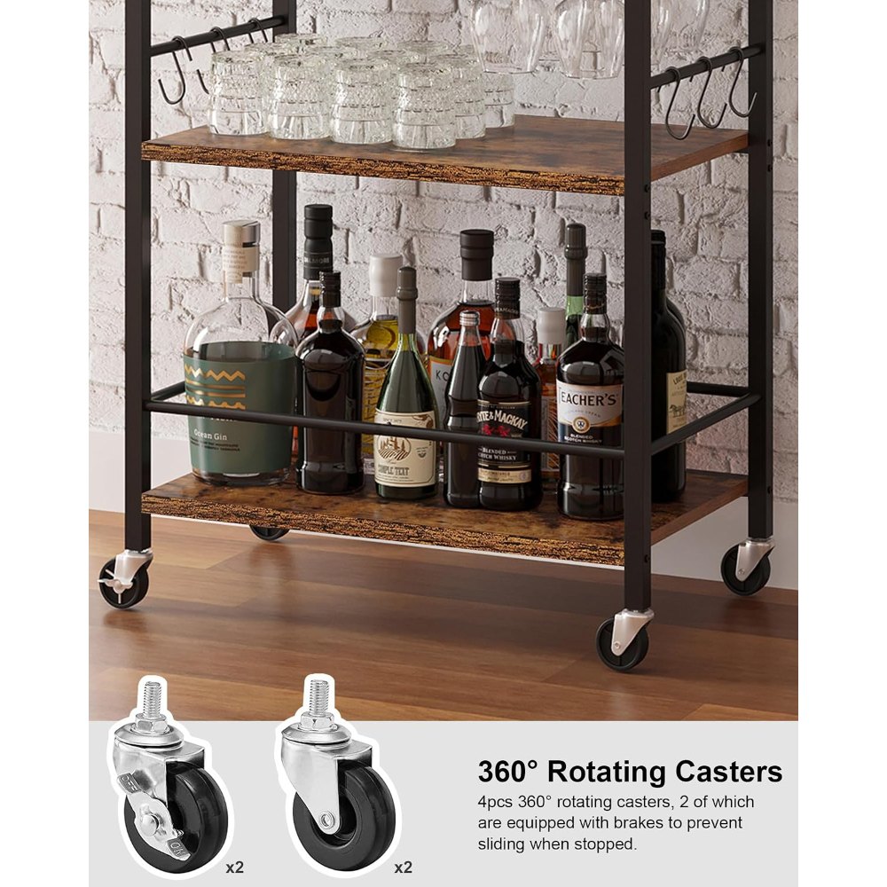 Bar Cart, Brown, 11.8" wide, view 3
