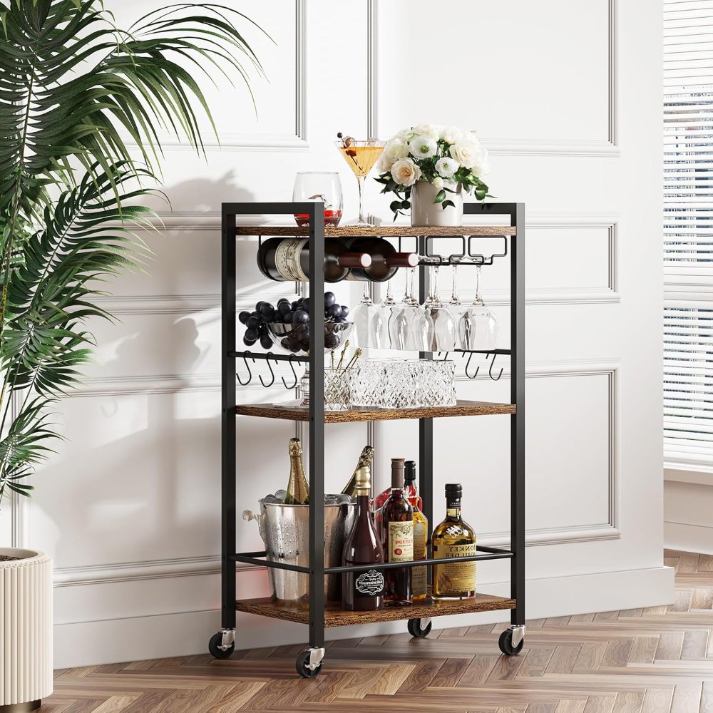 Bar Cart, Brown, 11.8" wide