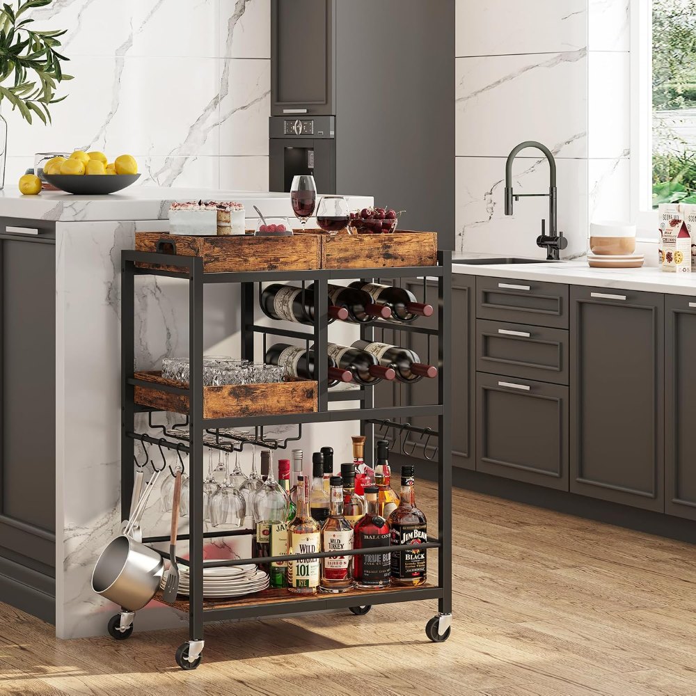 Bar Cart, Brown, 13" wide, view 3