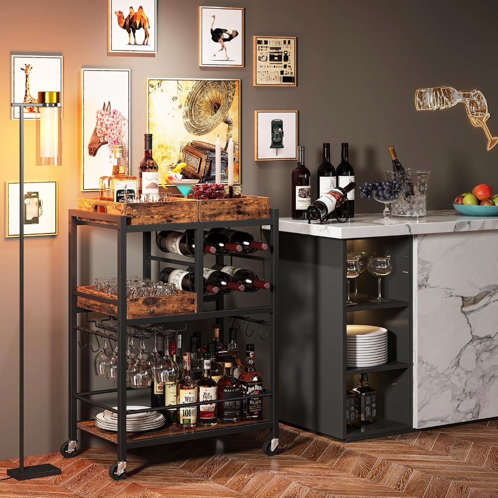 Bar Cart, Brown, 13" wide, view 4