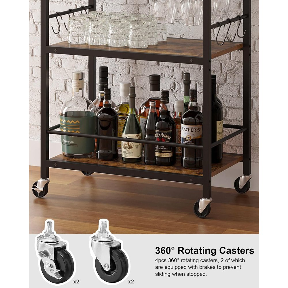 Bar Cart, Brown, 17" wide, view 4