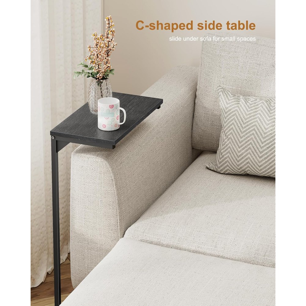 C Shaped End Table, Black, 15.8" wide, view 5