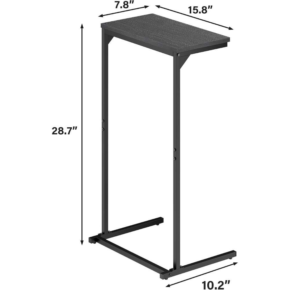 C Shaped End Table, Black, 15.8" wide, view 7