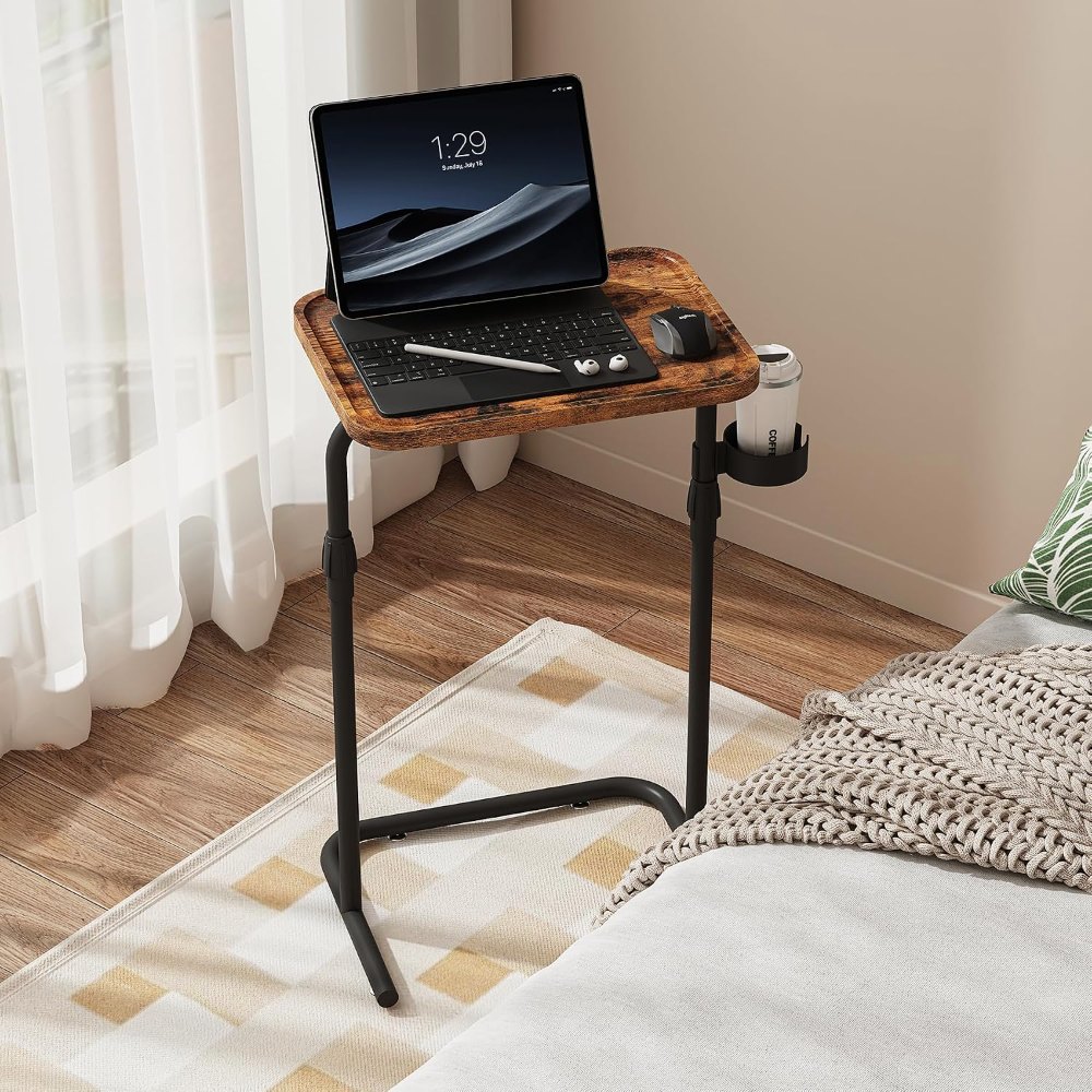 C Shaped End Table, Brown, 15.7" wide, view 2