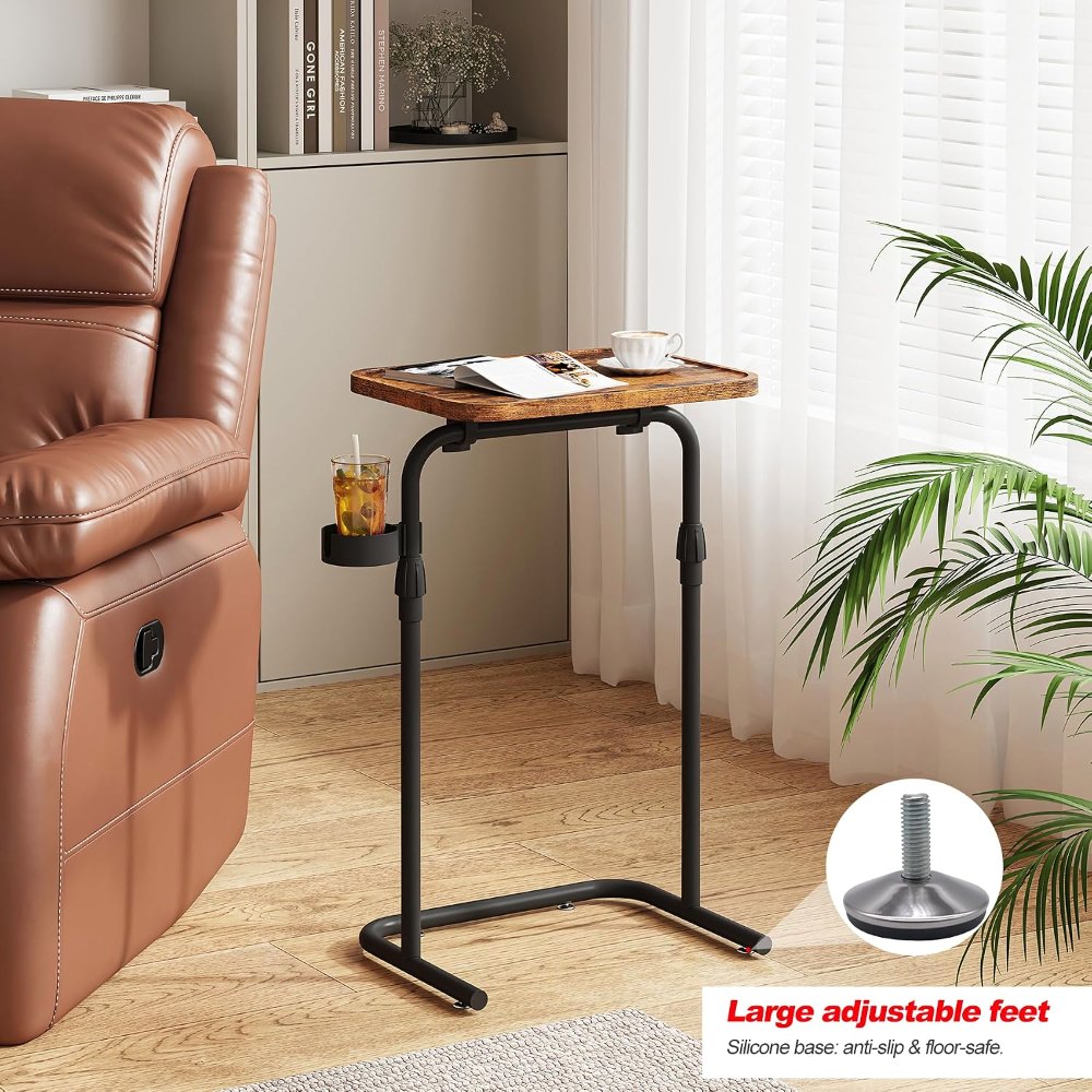 C Shaped End Table, Brown, 15.7" wide, detail 8