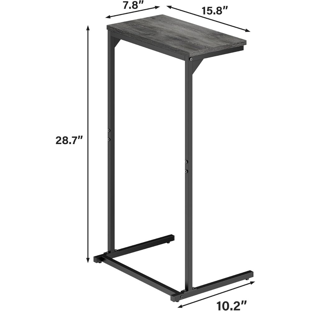 C Shaped End Table, Charcoal Grey, 15.8" wide, view 6