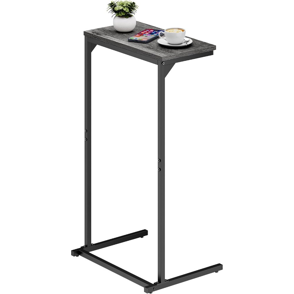 C Shaped End Table, Charcoal Grey, 15.8" wide, detail 8