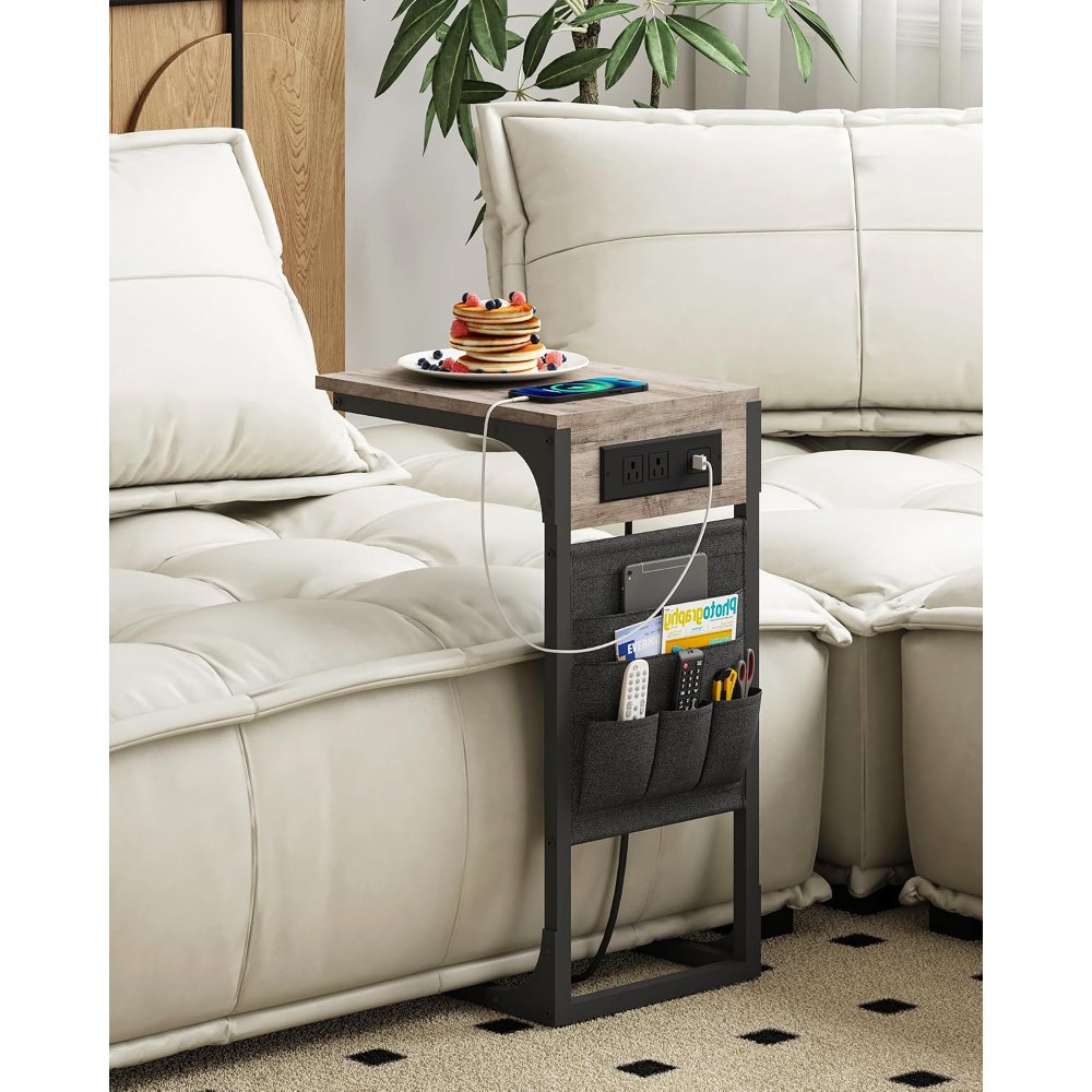 C Shaped End Table, Greige, 11.8" wide, view 7