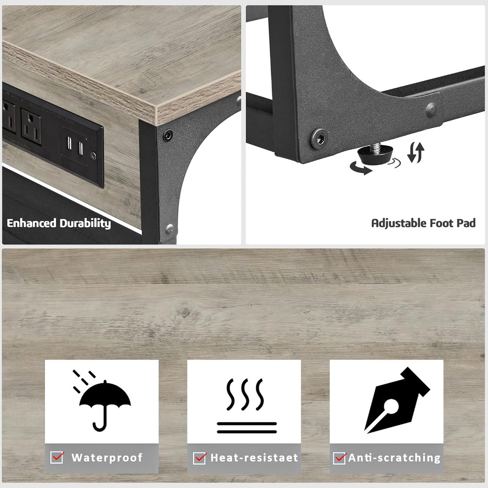 C Shaped End Table, Greige, 11.8" wide, detail 8