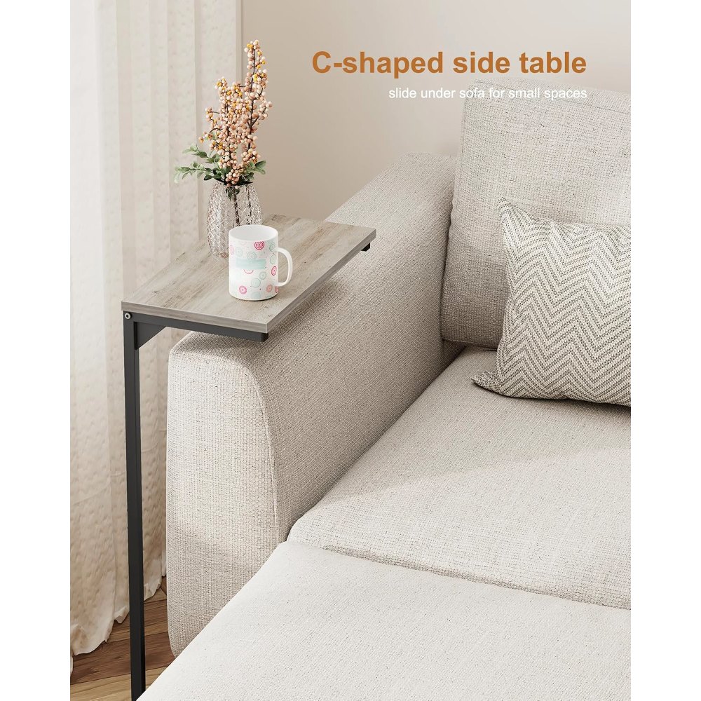 C Shaped End Table, Greige, 15.8" wide, view 4