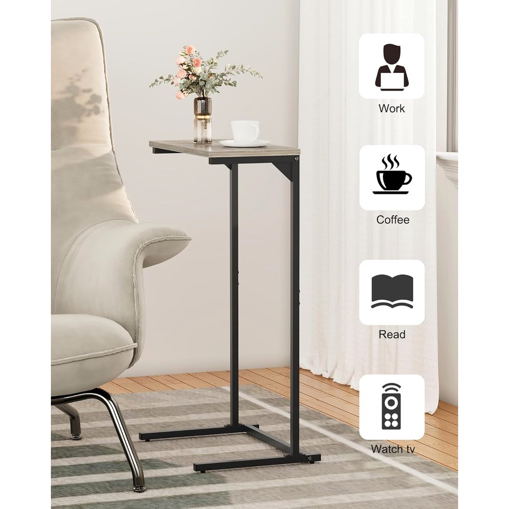 C Shaped End Table, Greige, 15.8" wide, view 5