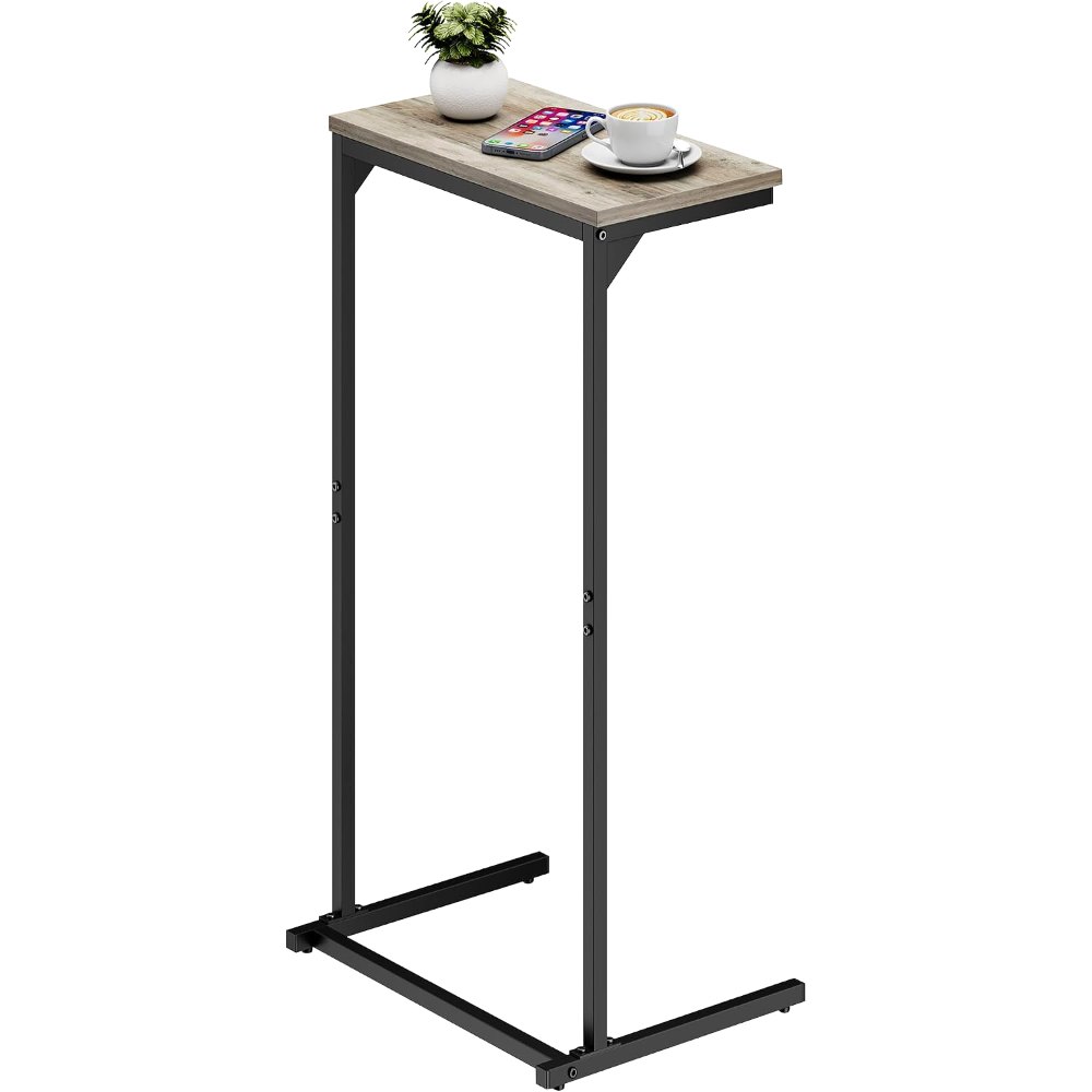 C Shaped End Table, Greige, 15.8" wide, detail 8