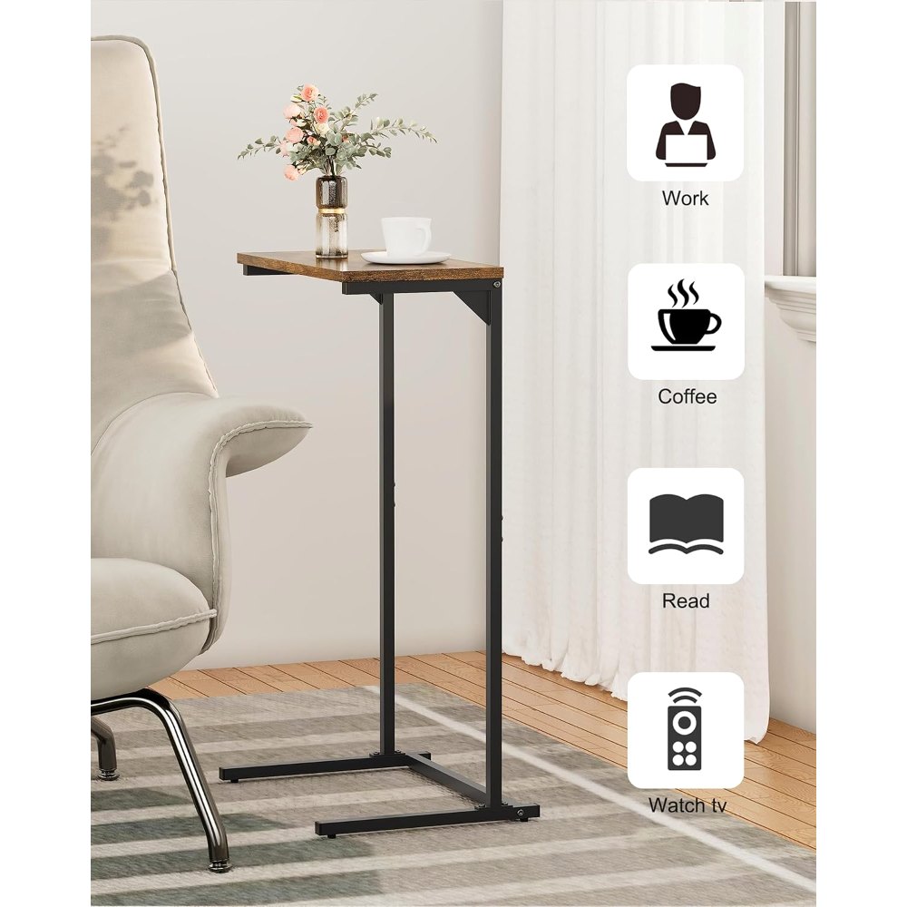 C Shaped End Table, Set of 2, Brown, view 4