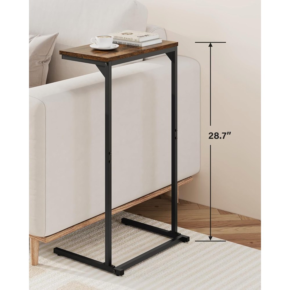 C Shaped End Table, Set of 2, Brown, detail 8