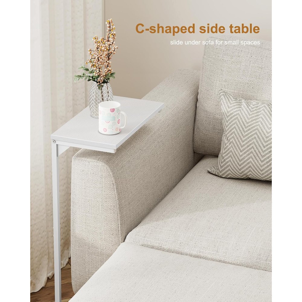 C Shaped End Table, Set of 2, White, view 7