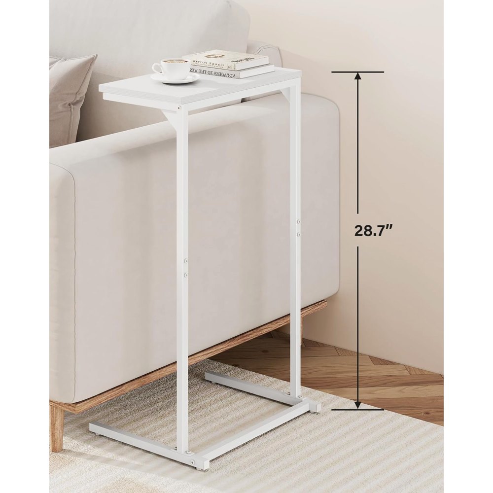 C Shaped End Table, White, 15.8" wide, view 2
