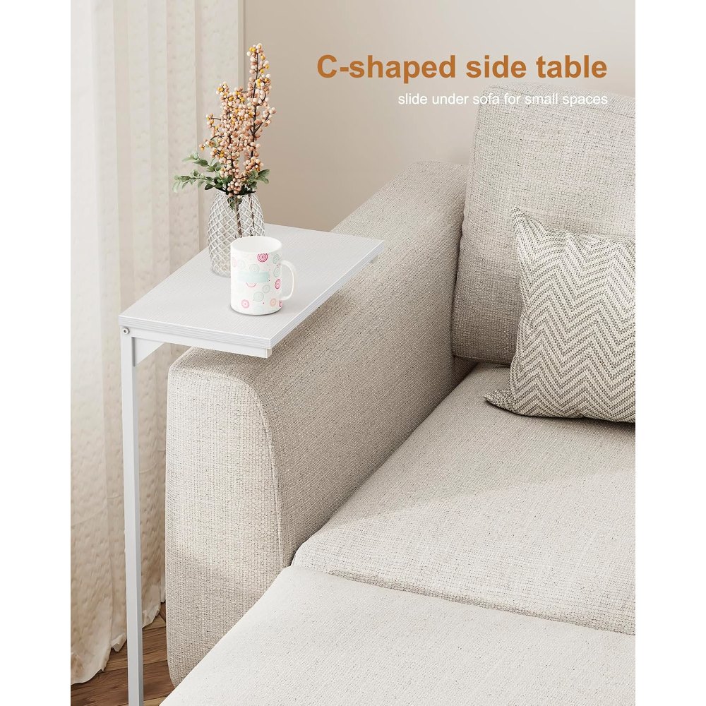 C Shaped End Table, White, 15.8" wide, view 3