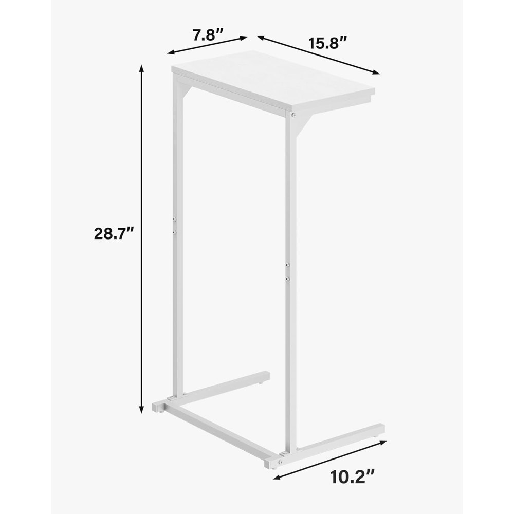 C Shaped End Table, White, 15.8" wide, view 6