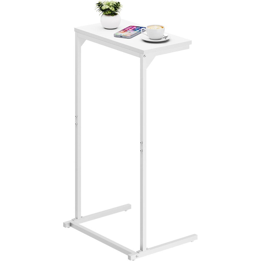 C Shaped End Table, White, 15.8" wide, detail 8