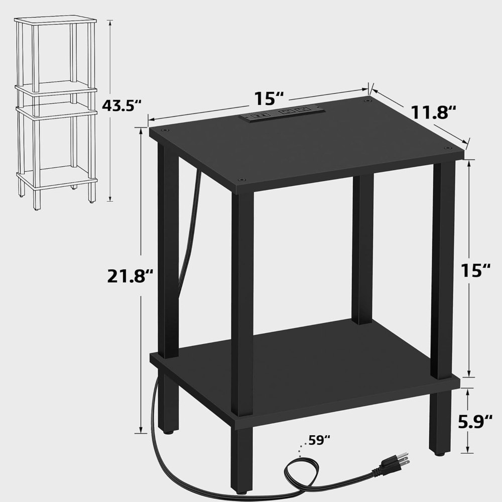 End Table, Black, 21.7" wide, view 3