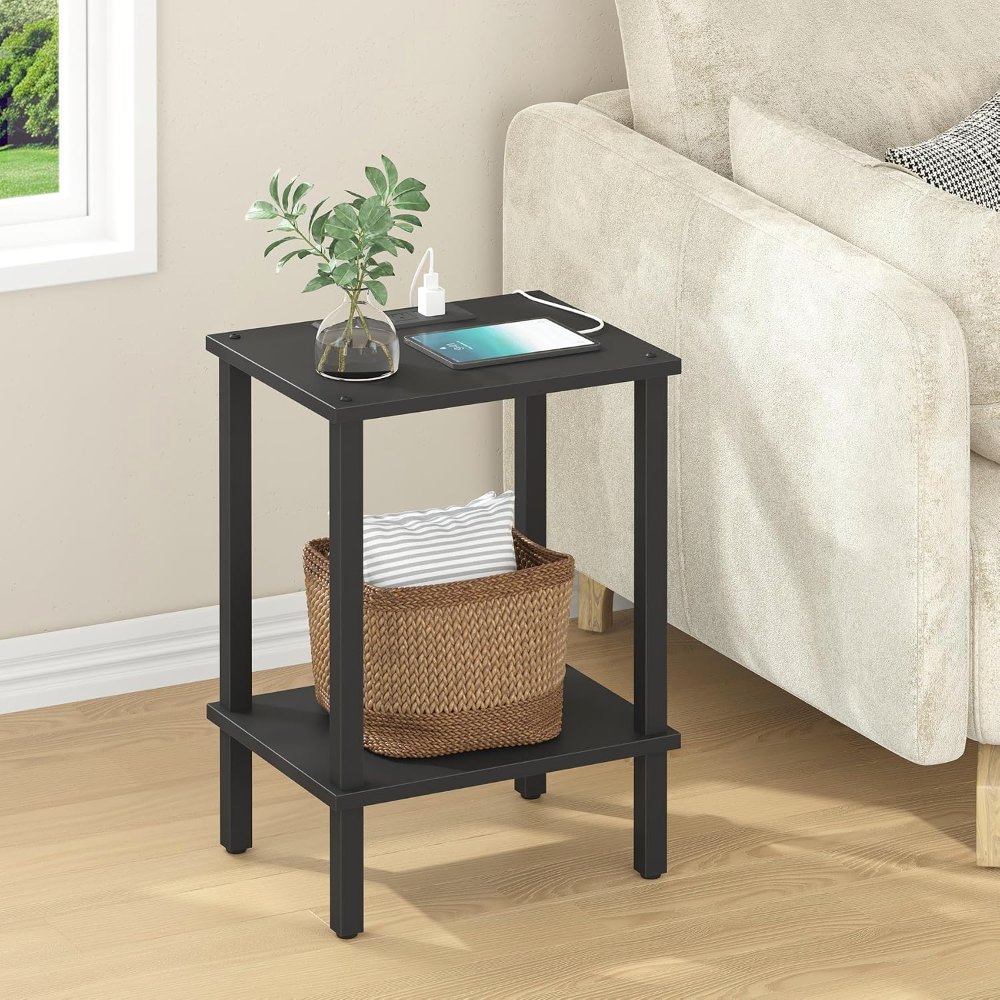 End Table, with Charging Station, Black, view 5