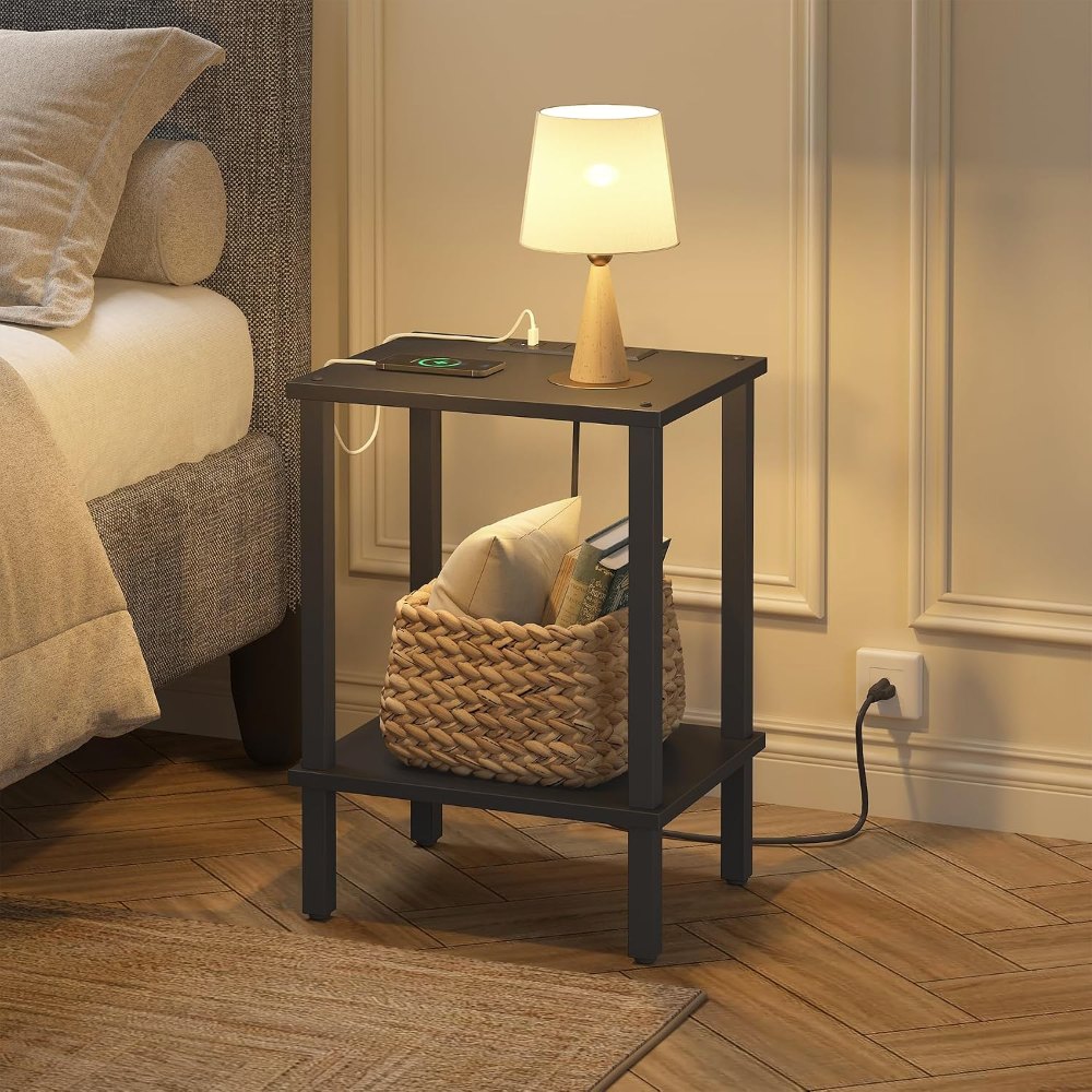 End Table, with Charging Station, Black, view 8