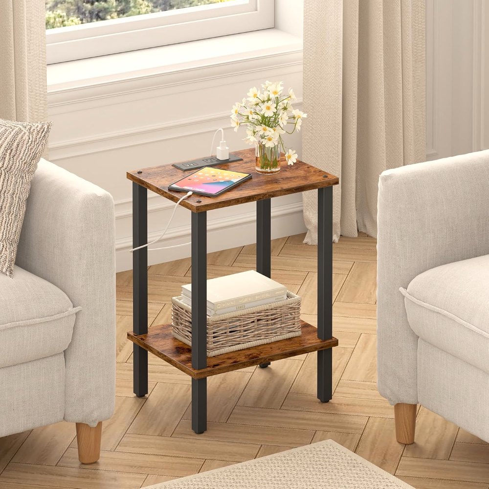 End Table, with Charging Station, Brown, detail 8
