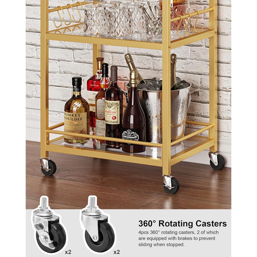 Gold Bar Cart, 18.5" wide, view 5
