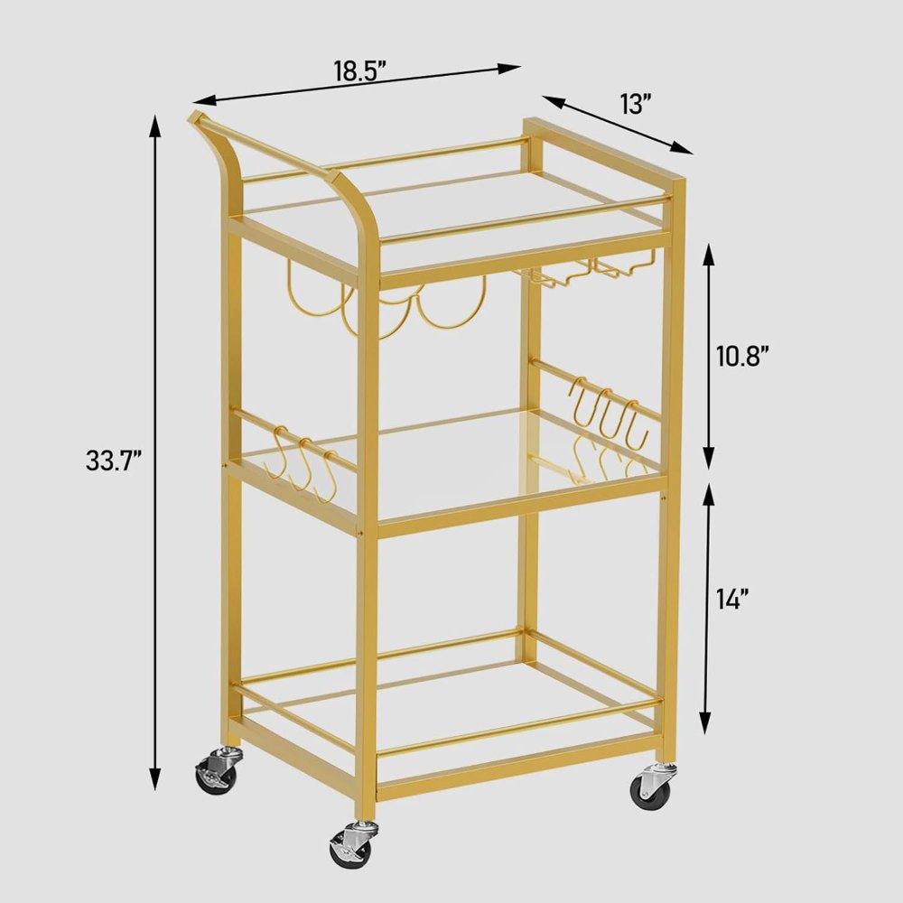 Gold Bar Cart, 18.5" wide, view 6