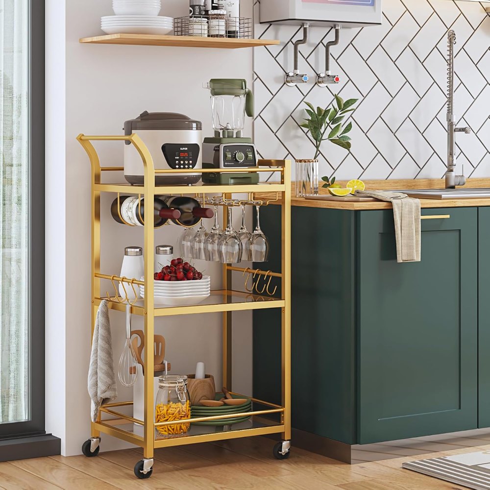 Gold Bar Cart, 18.5" wide, view 7
