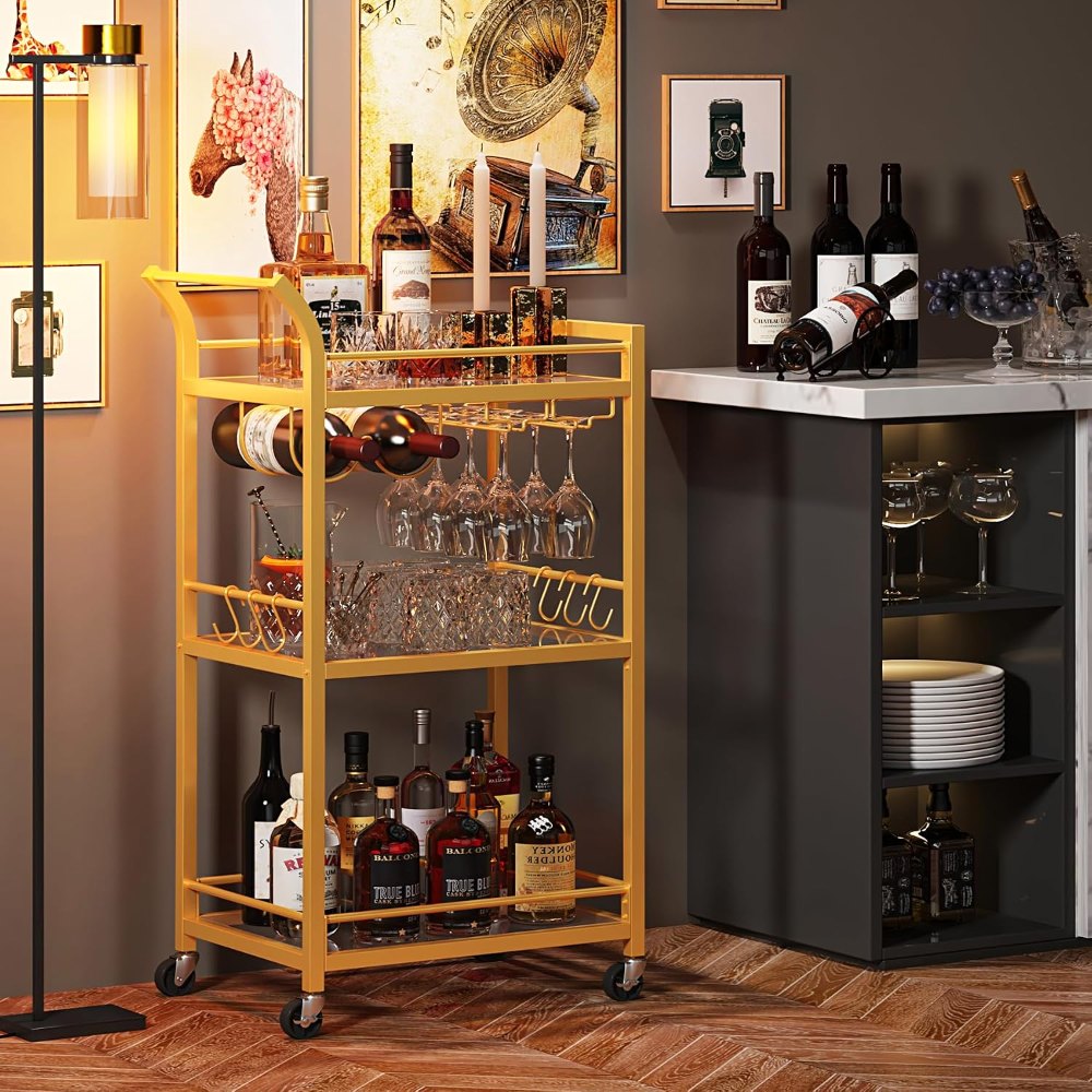 Gold Bar Cart, 18.5" wide, detail 8