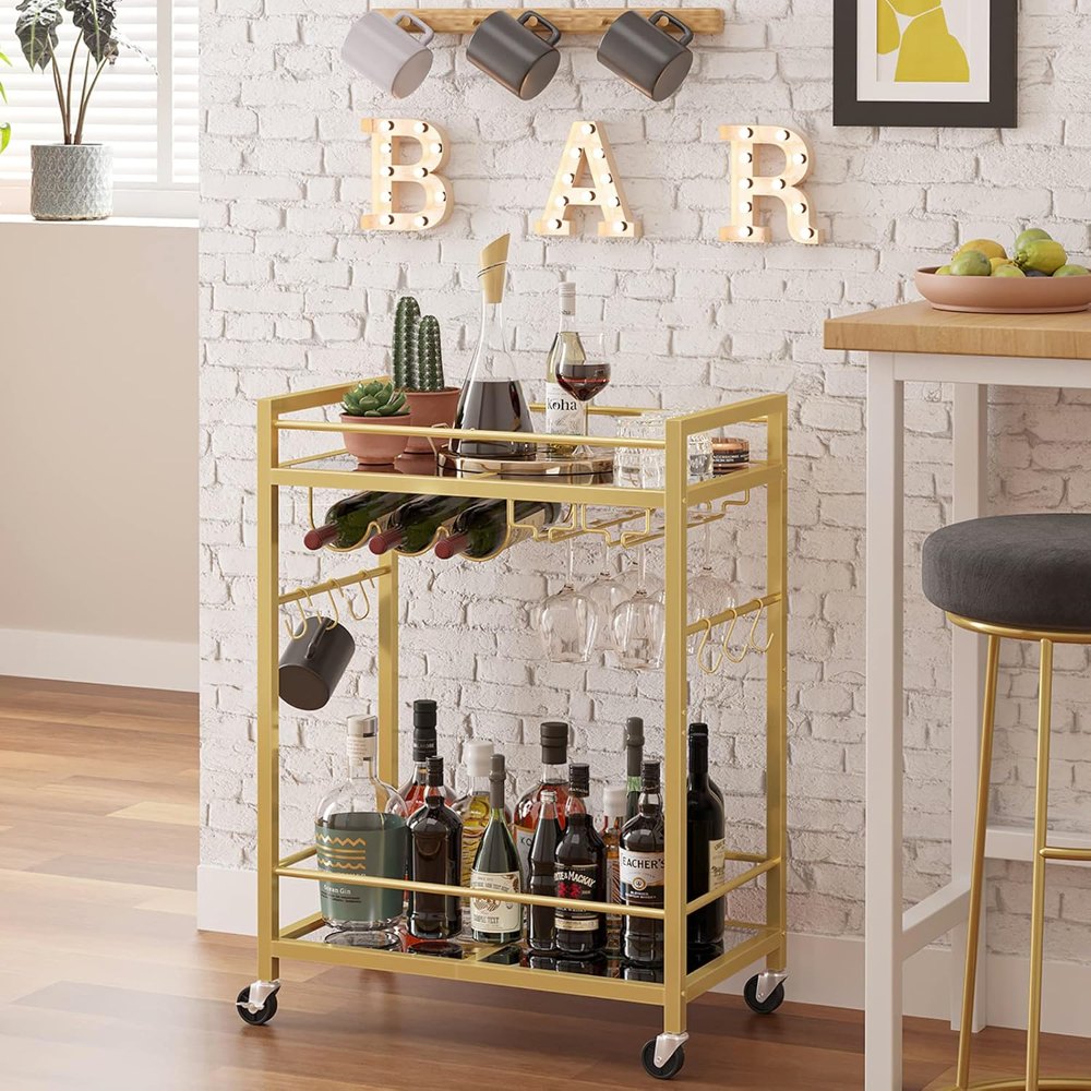 Gold Bar Cart, 23" wide, view 2