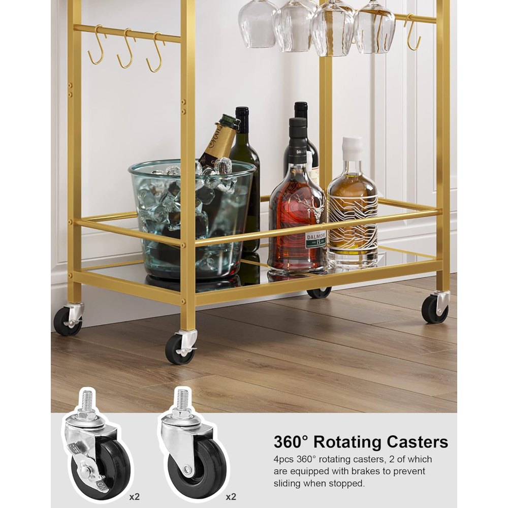 Gold Bar Cart, 23" wide, view 6
