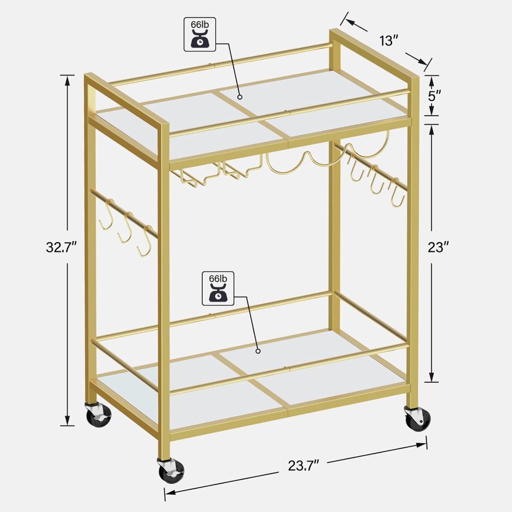 Gold Bar Cart, 23" wide, view 8