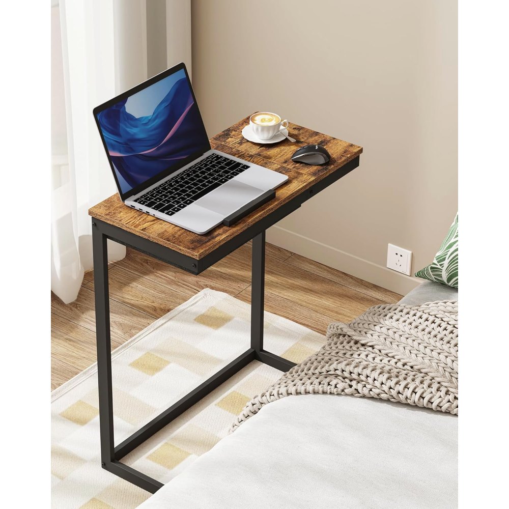 Large C Shaped End Table, Brown, view 6