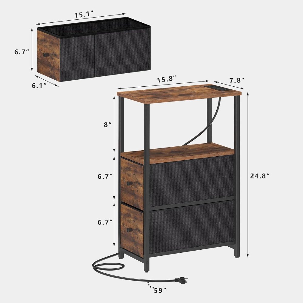 Narrow End Table, Brown, view 3