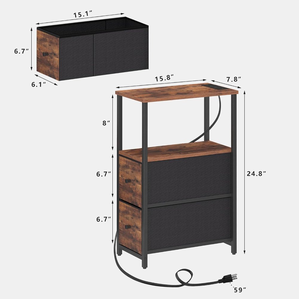 Narrow LED End Table, Brown, view 3
