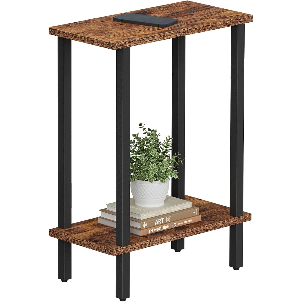 Narrow Side Table, Brown, 7.9" wide