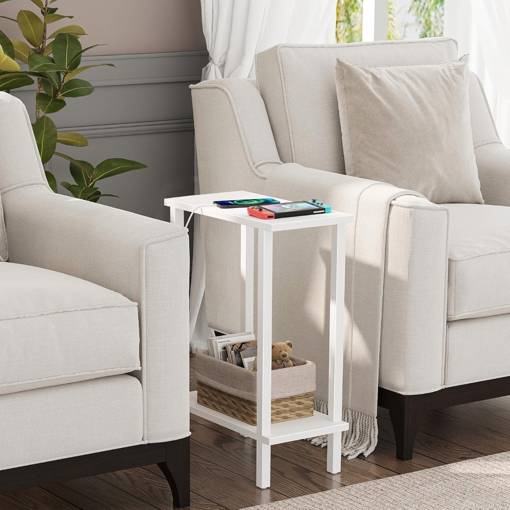 Narrow Side Table, White, view 5