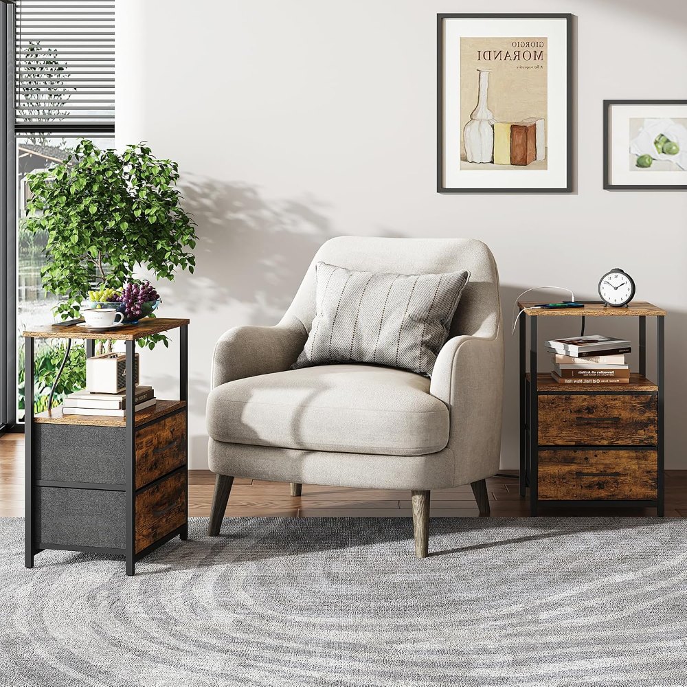 Nightstands, Set of 2, Brown, view 5