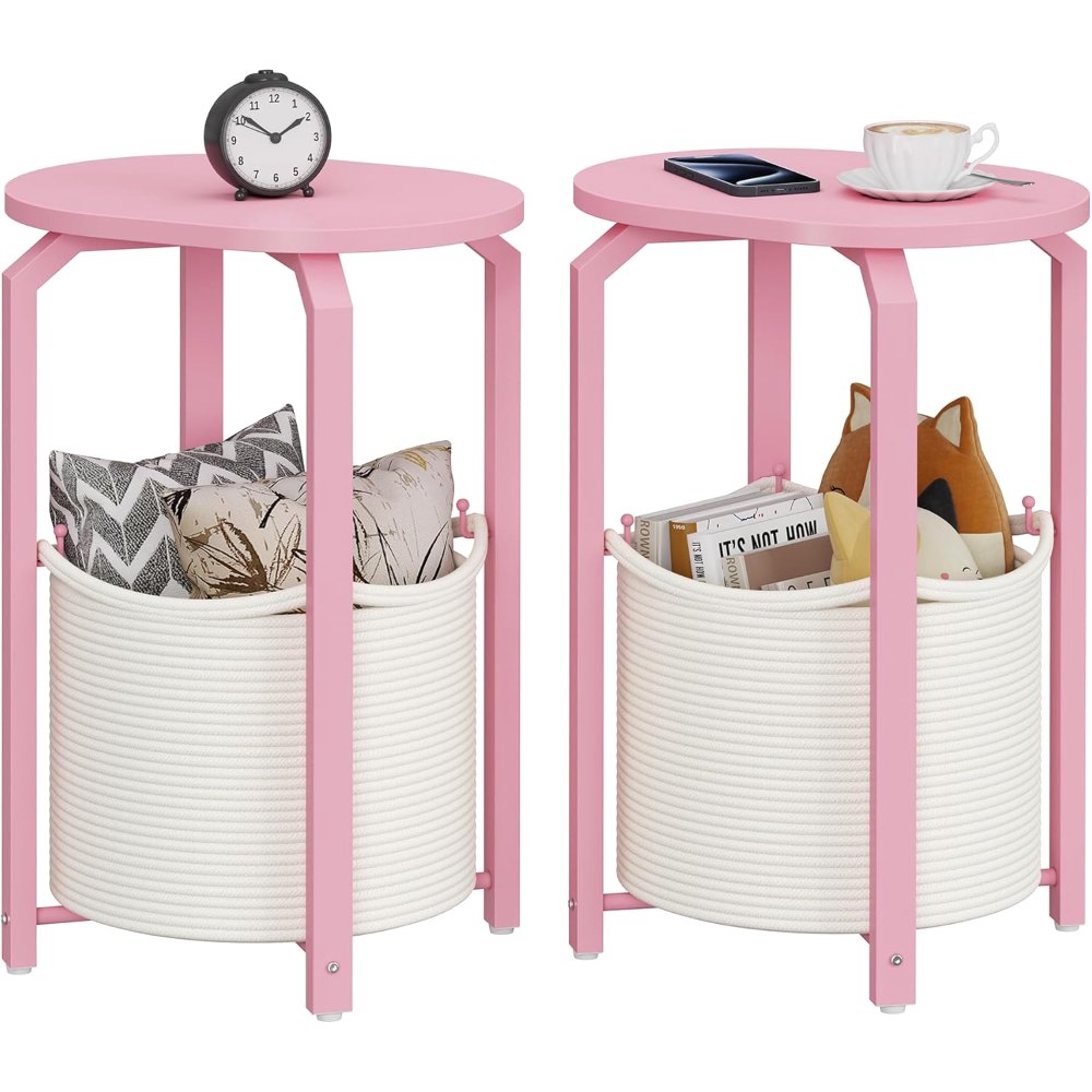 Oval End Tables, Pink